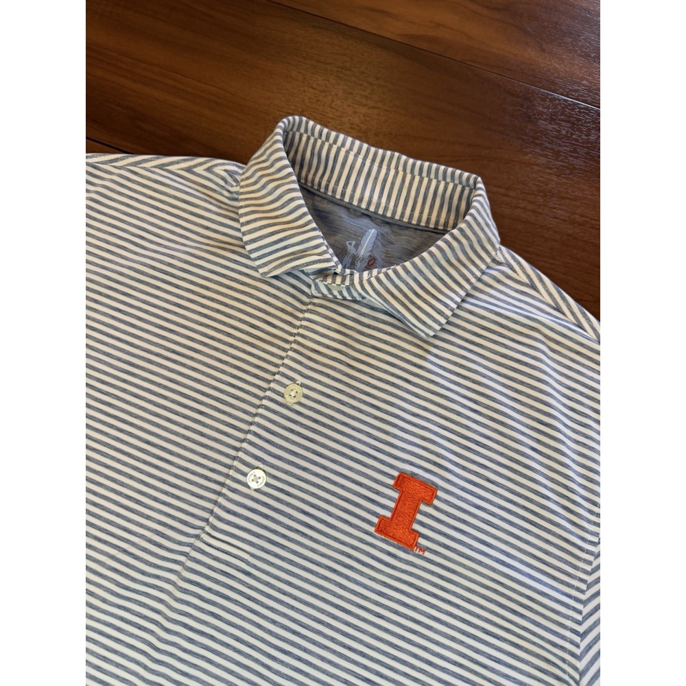 *Read* Illinois U of I Johnnie O Featherweight Polo Shirt Golf Gray Men's Small